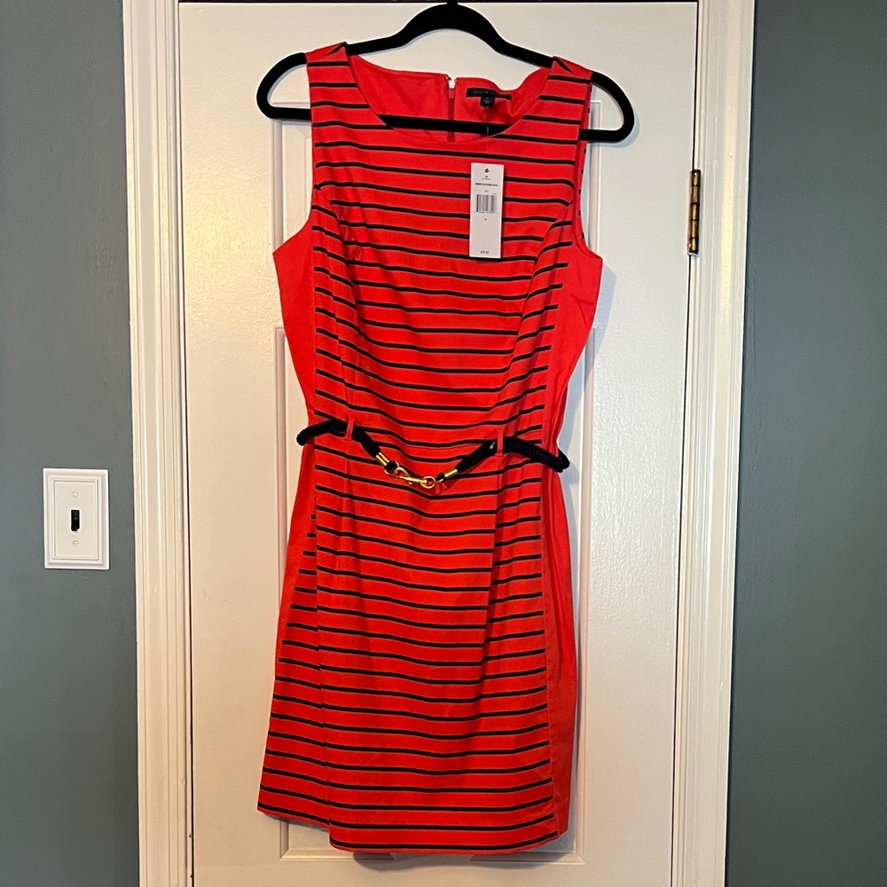 Tommy Hilfiger Red and Navy Striped Midi Dress